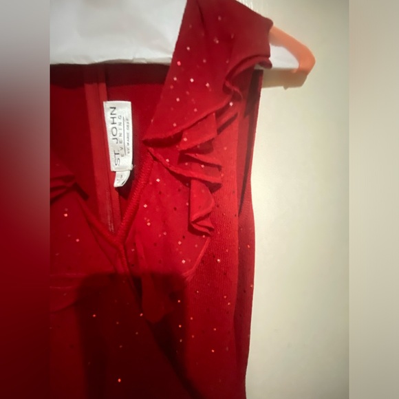 St. John Evening By Marie Gray Santana Long Dress with Paillettes and Scarf - Picture 4 of 15